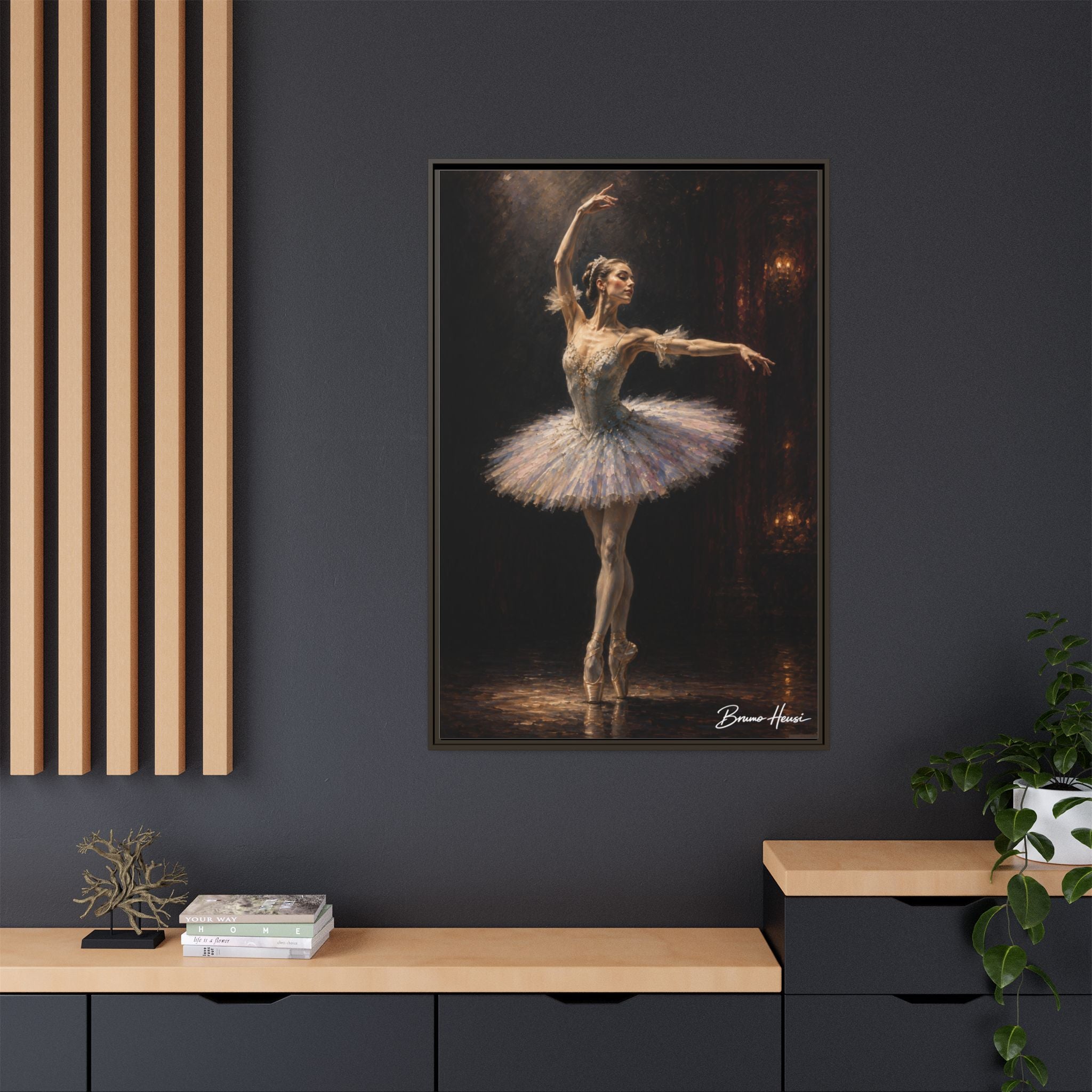 Framed Ballet Dancer Canvas Print — Elegant Ballerina Wall Art