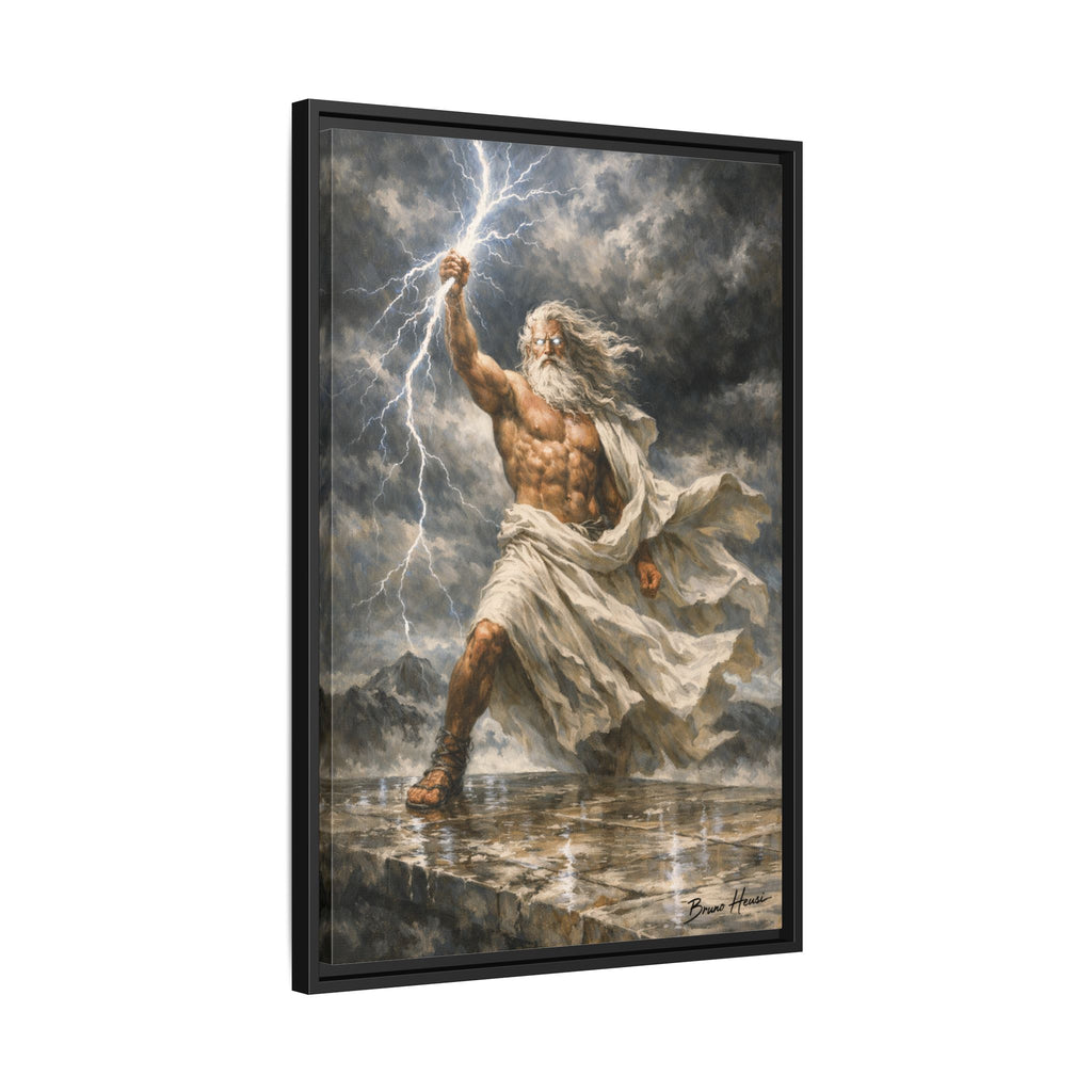 Framed Matte Canvas - Zeus Lightning God Wall Art
