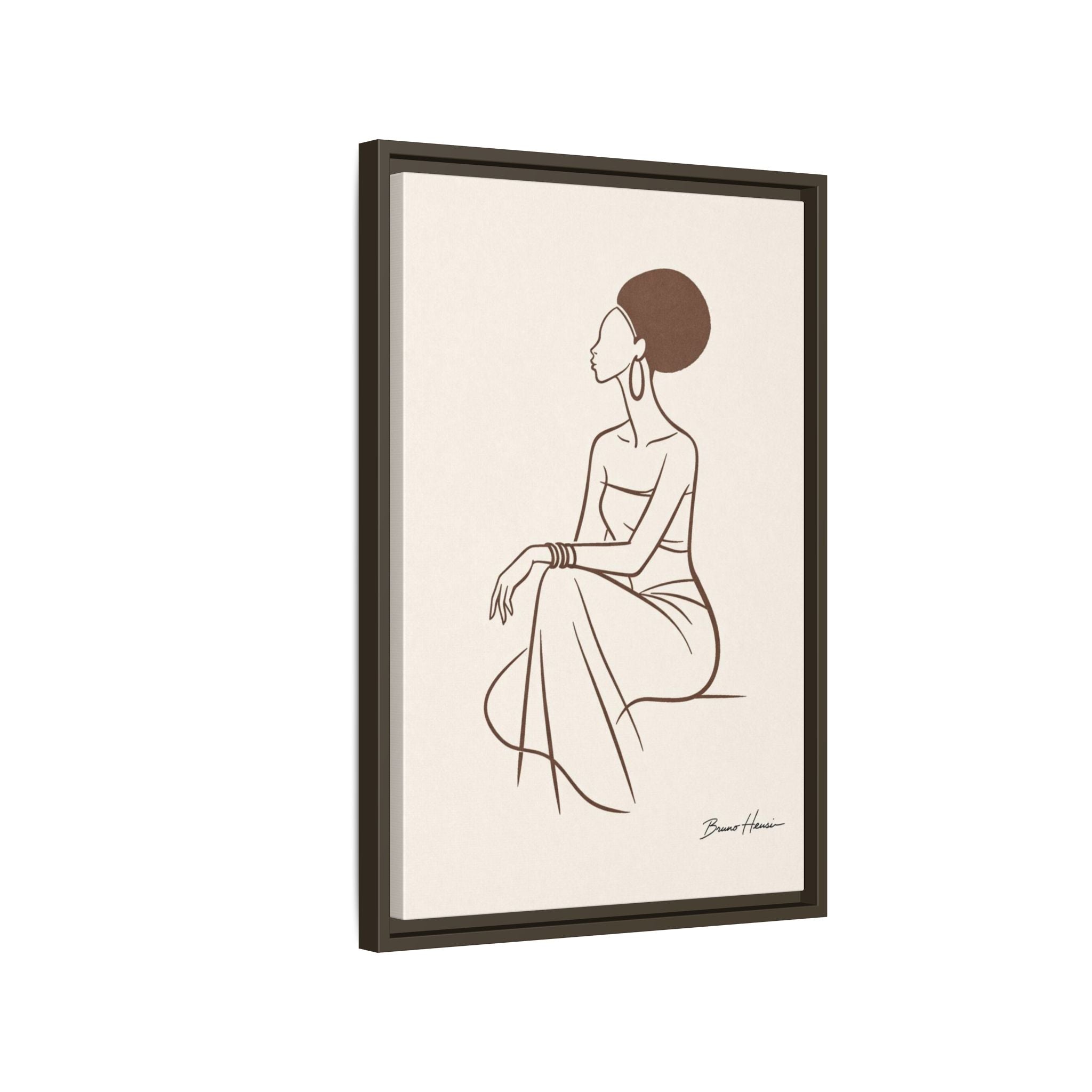 Elegant Minimalist Line Art Woman — Framed Matte Canvas Wall Art