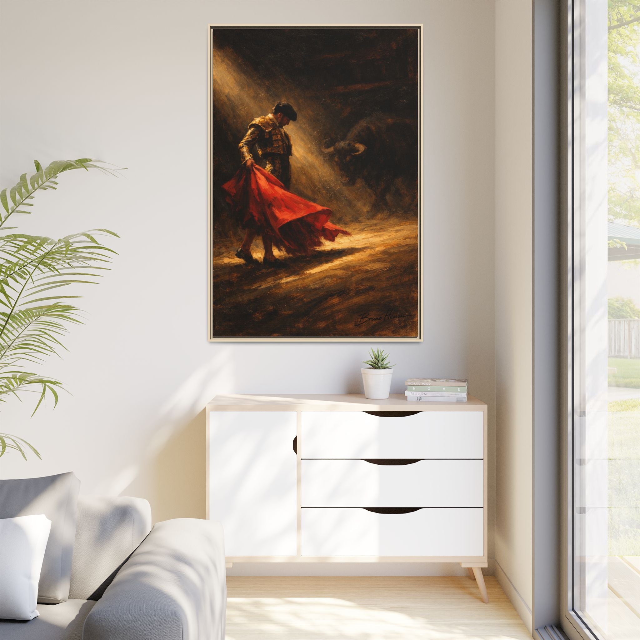Matador Canvas Wall Art – Classic Spanish Bullfighting Scene Framed Print