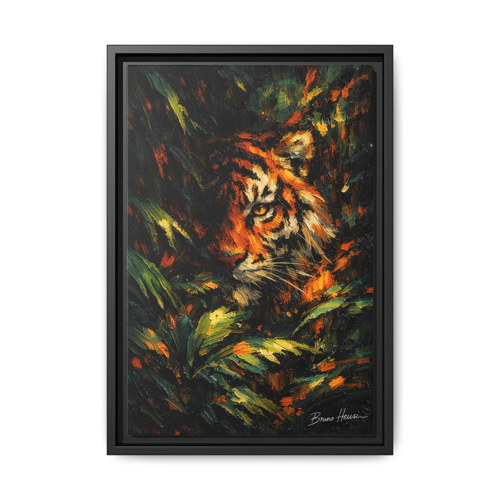 Framed Matte Canvas - Vibrant Tiger Jungle Print