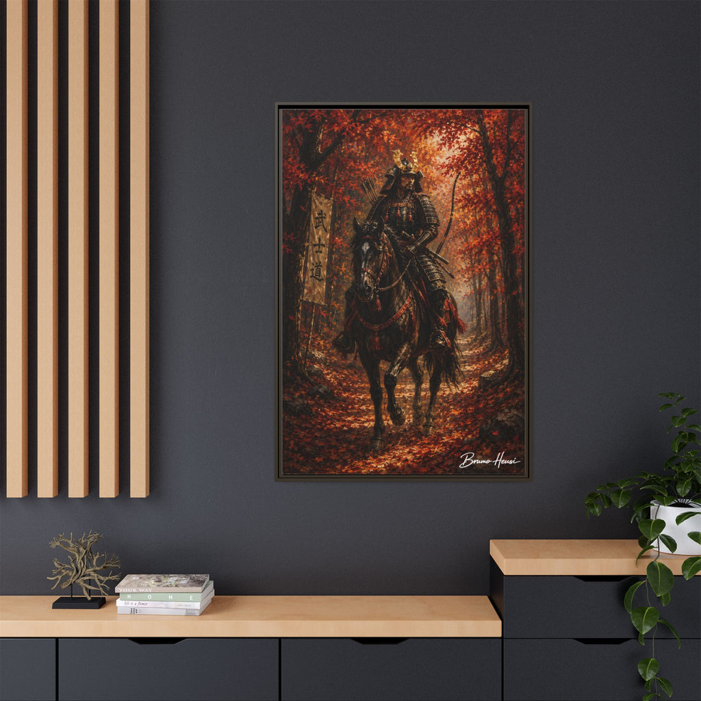Samurai Warrior Canvas Print — Framed Matte Autumn Wall Art