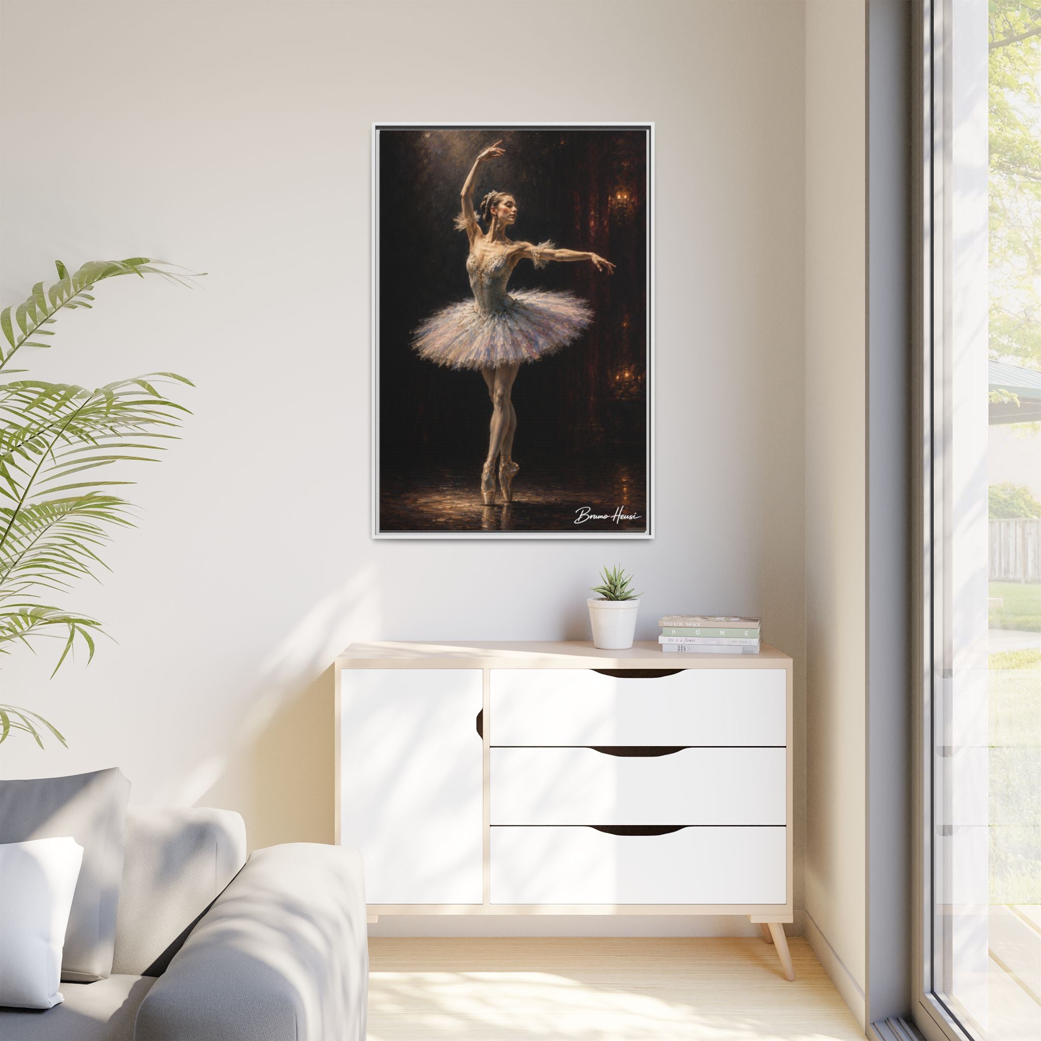 Framed Ballet Dancer Canvas Print — Elegant Ballerina Wall Art