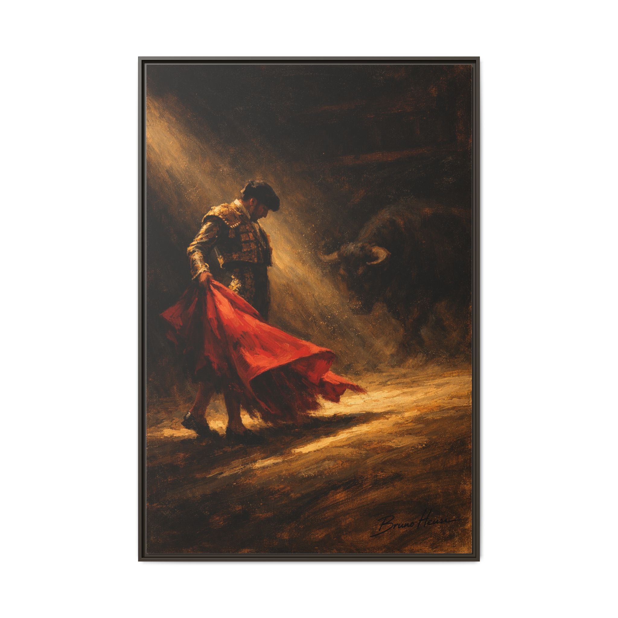 Matador Canvas Wall Art – Classic Spanish Bullfighting Scene Framed Print