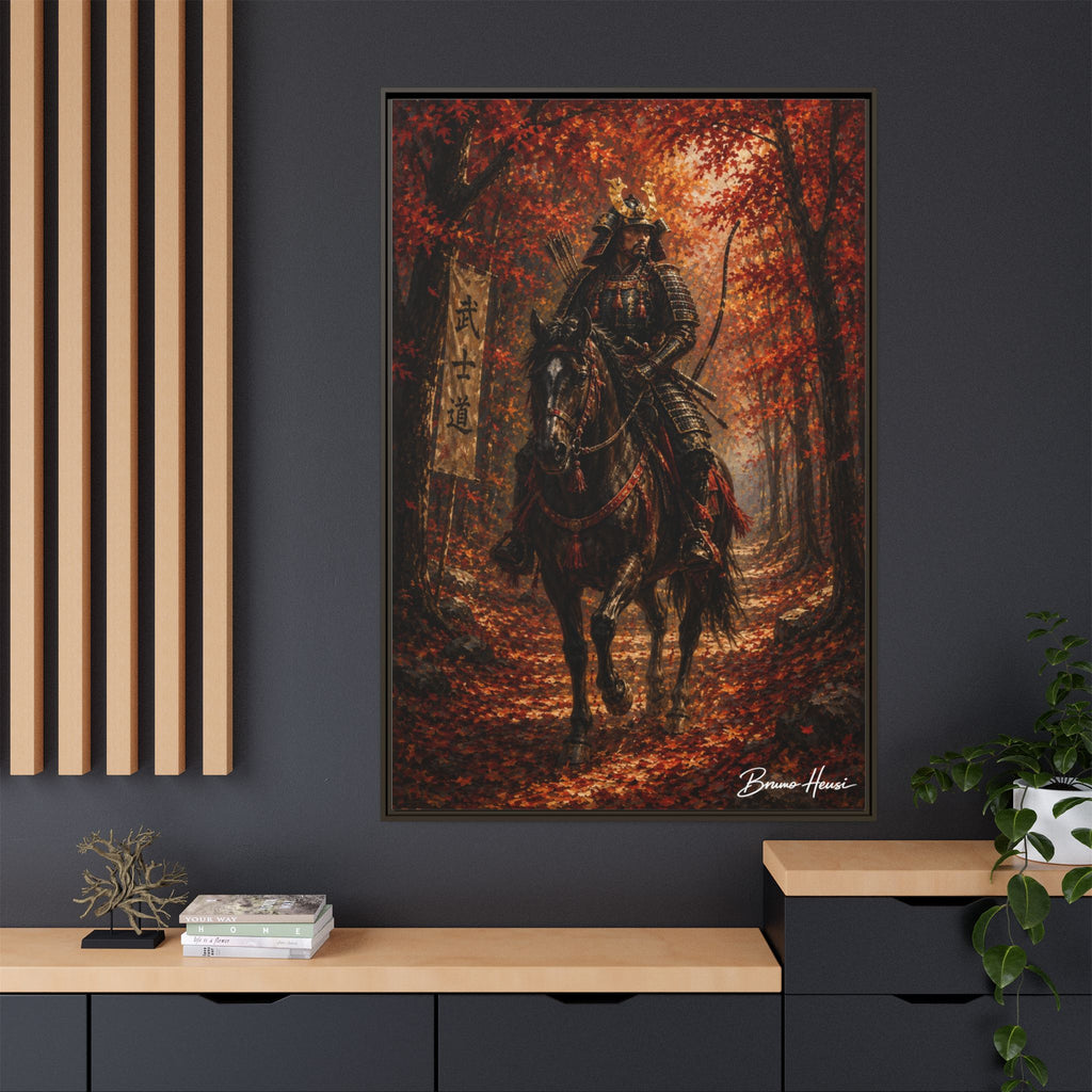 Samurai Warrior Canvas Print — Framed Matte Autumn Wall Art