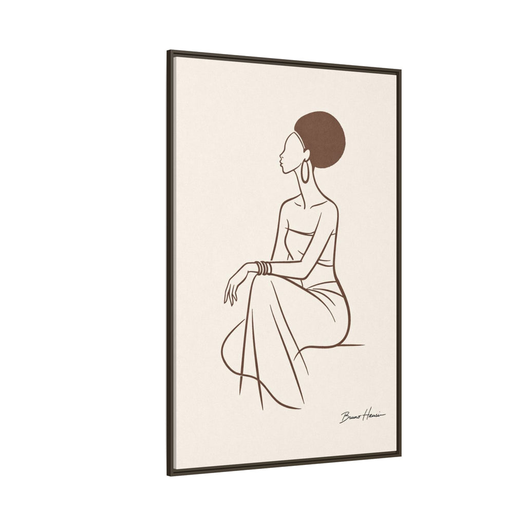 Elegant Minimalist Line Art Woman — Framed Matte Canvas Wall Art