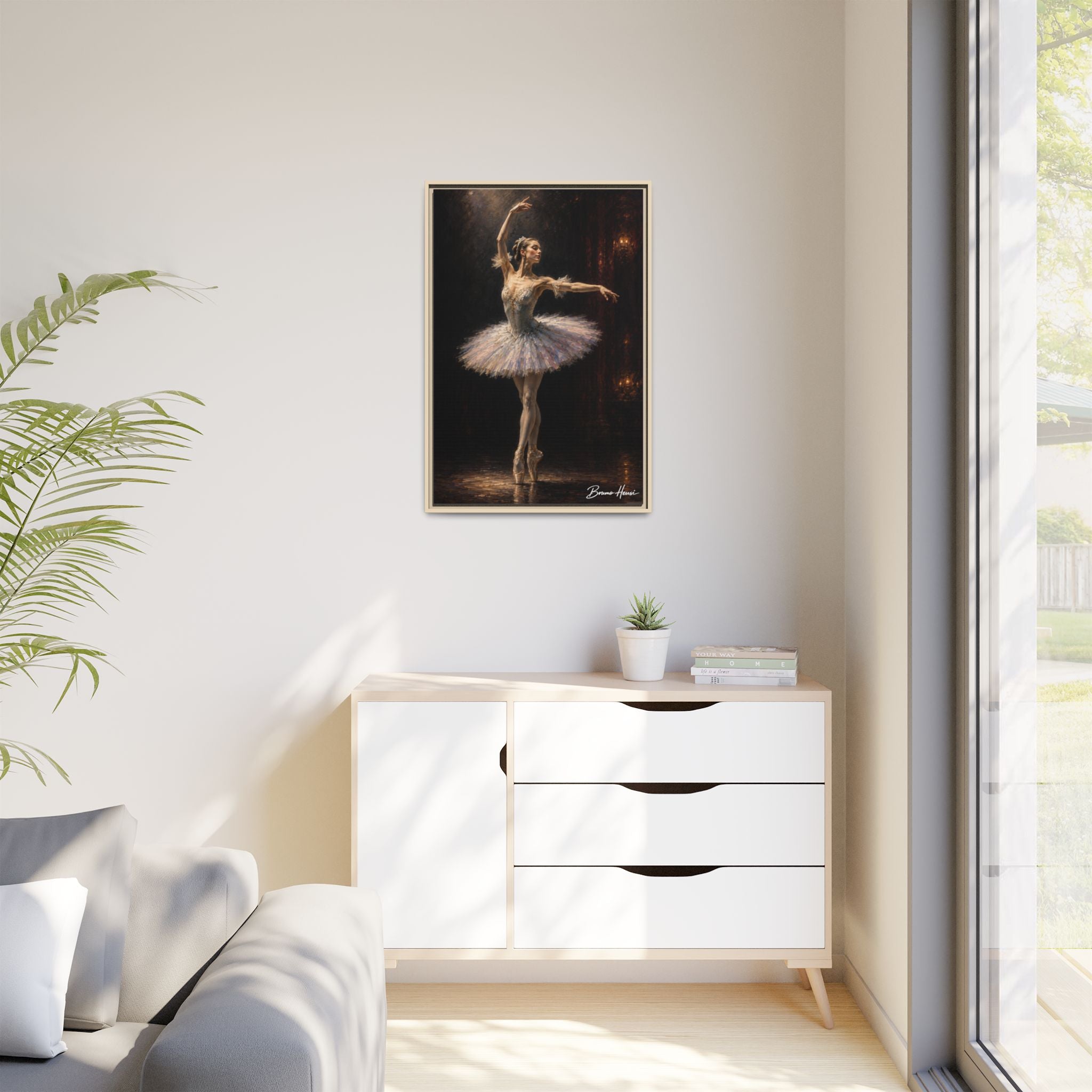 Framed Ballet Dancer Canvas Print — Elegant Ballerina Wall Art