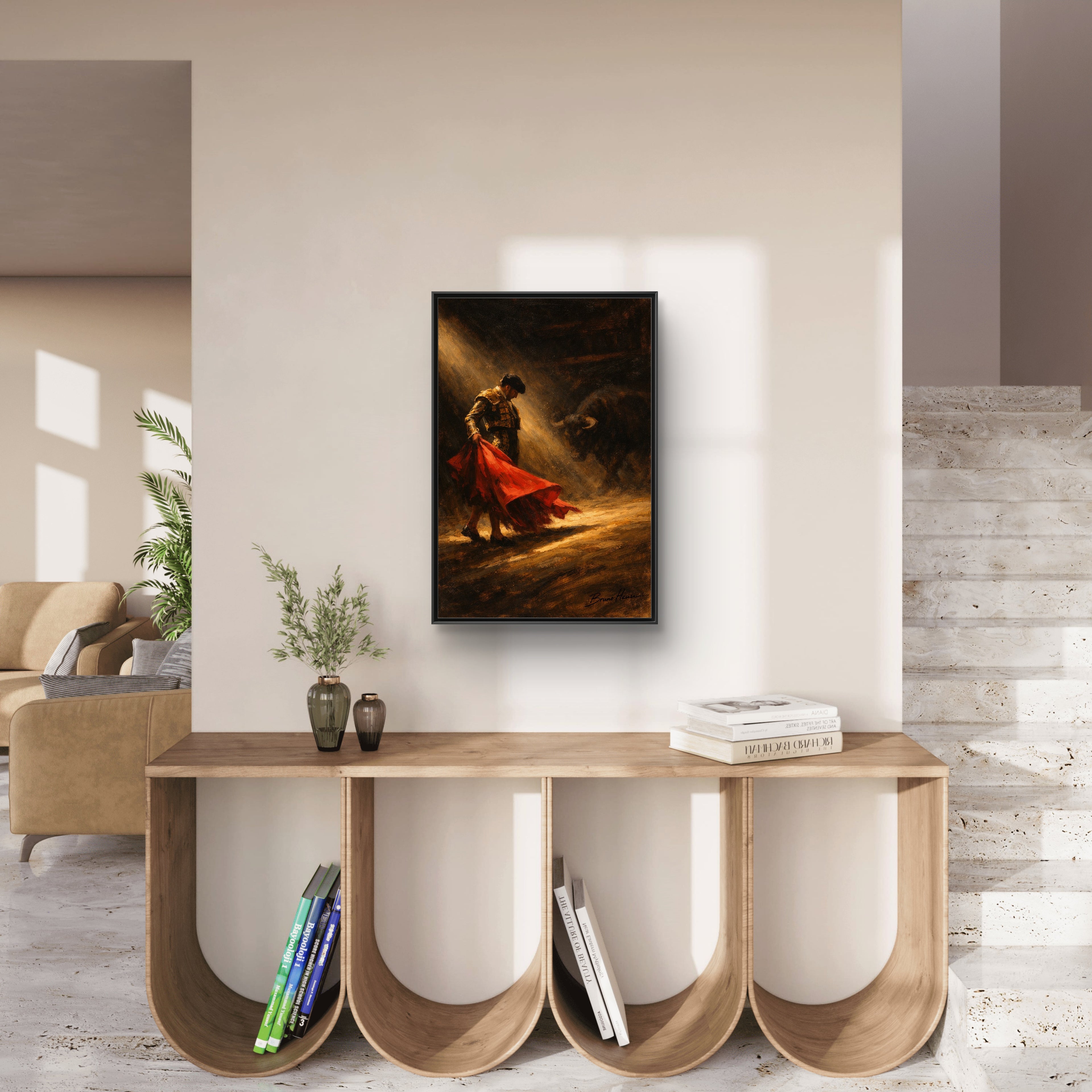 Matador Canvas Wall Art – Classic Spanish Bullfighting Scene Framed Print