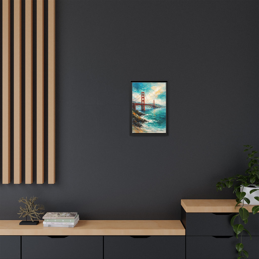 Golden Gate Bridge Seascape Matte Canvas Framed Wall Art
