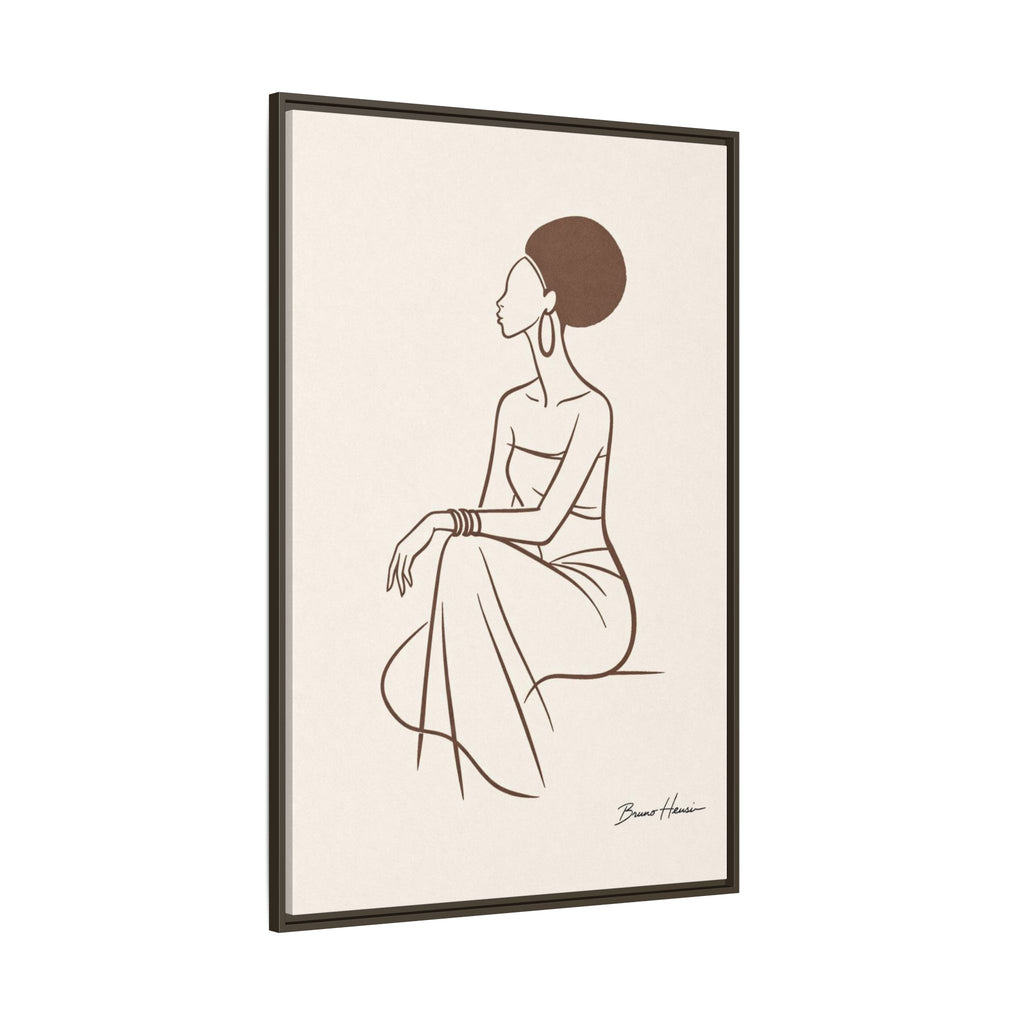 Elegant Minimalist Line Art Woman — Framed Matte Canvas Wall Art