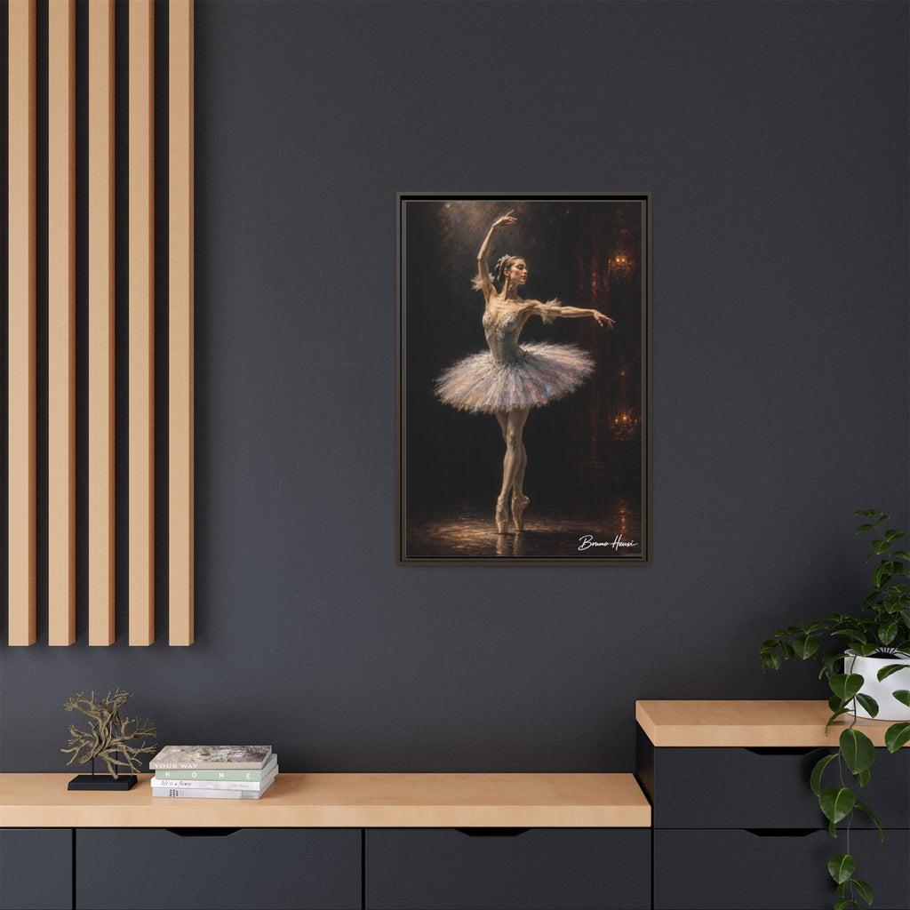 Framed Ballet Dancer Canvas Print — Elegant Ballerina Wall Art