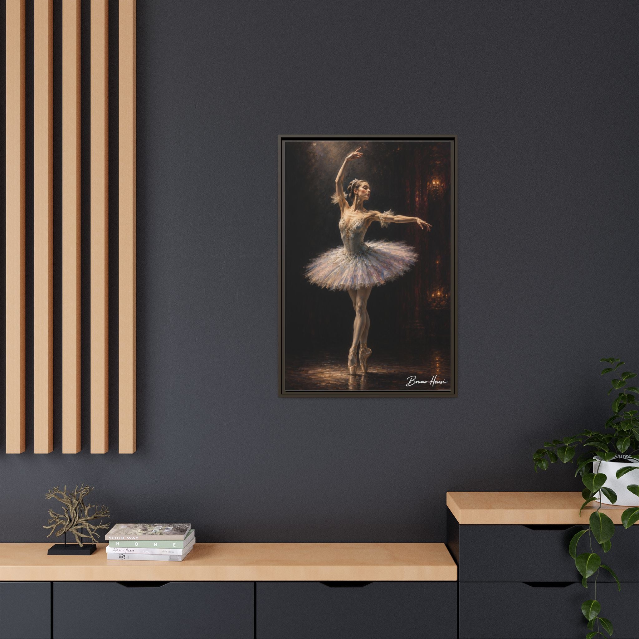 Framed Ballet Dancer Canvas Print — Elegant Ballerina Wall Art
