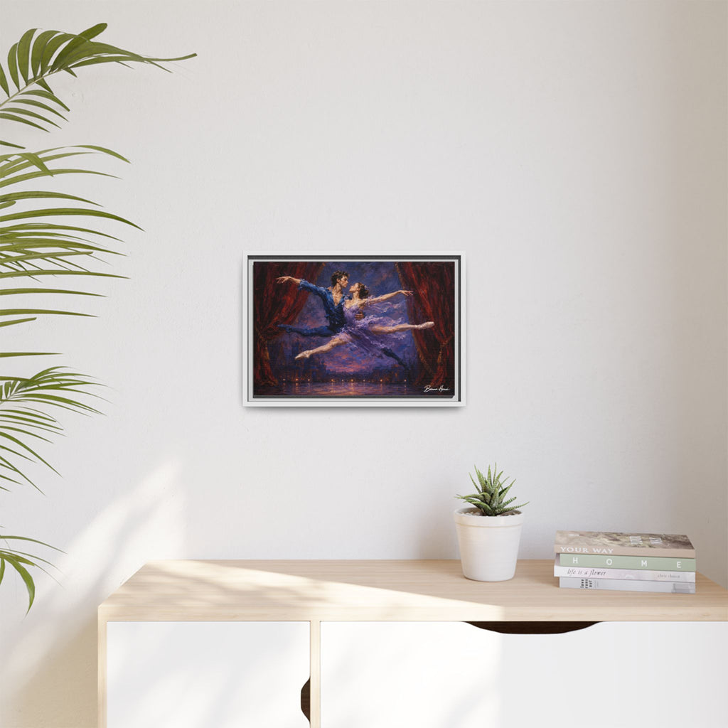 Framed Ballet Canvas Print — Romantic Dancing Couple Wall Art