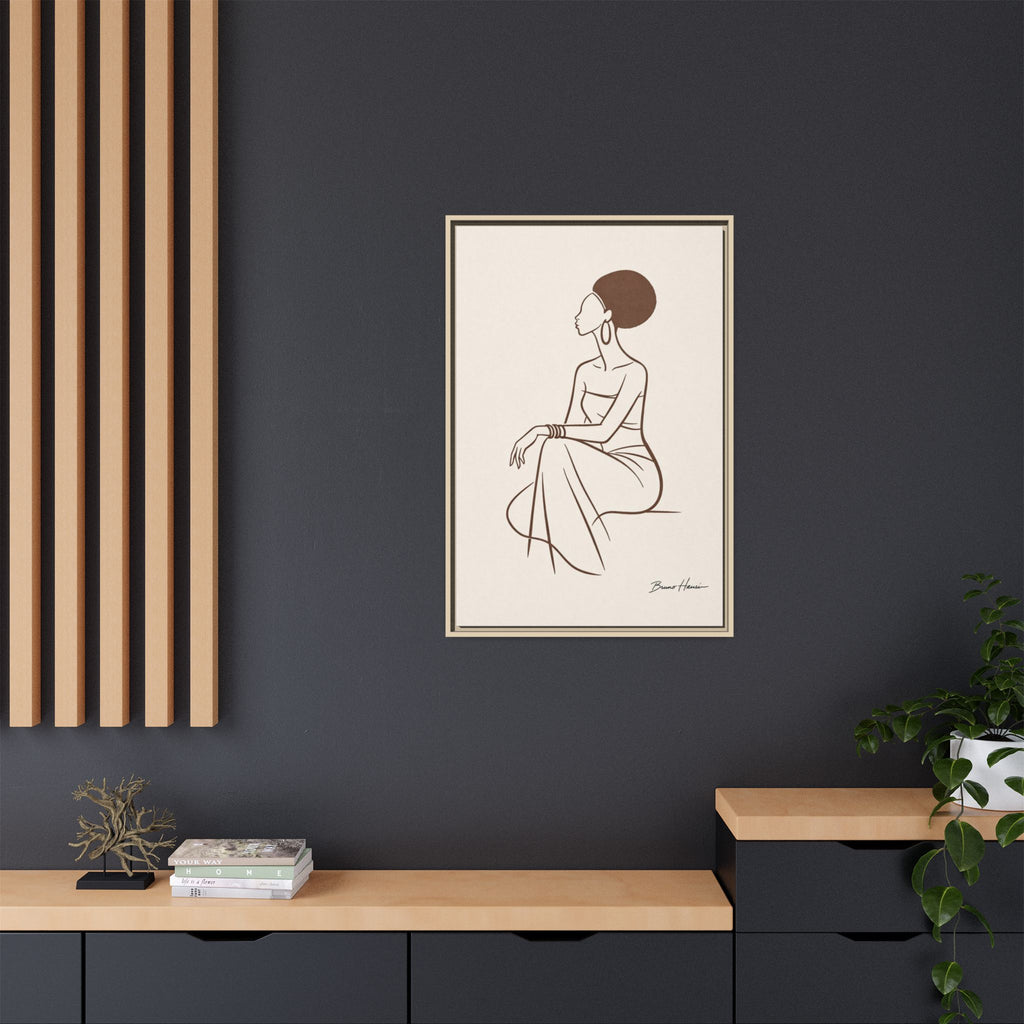 Elegant Minimalist Line Art Woman — Framed Matte Canvas Wall Art