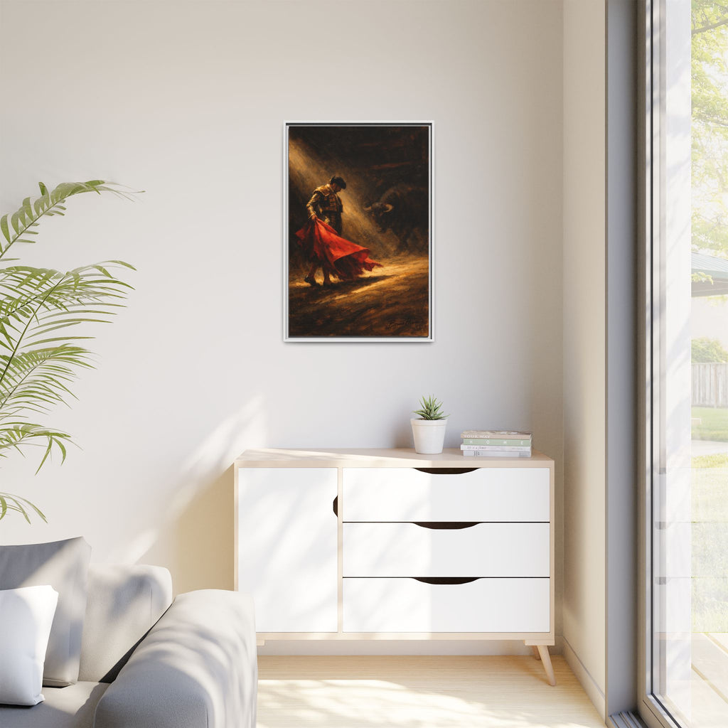 Matador Canvas Wall Art – Classic Spanish Bullfighting Scene Framed Print