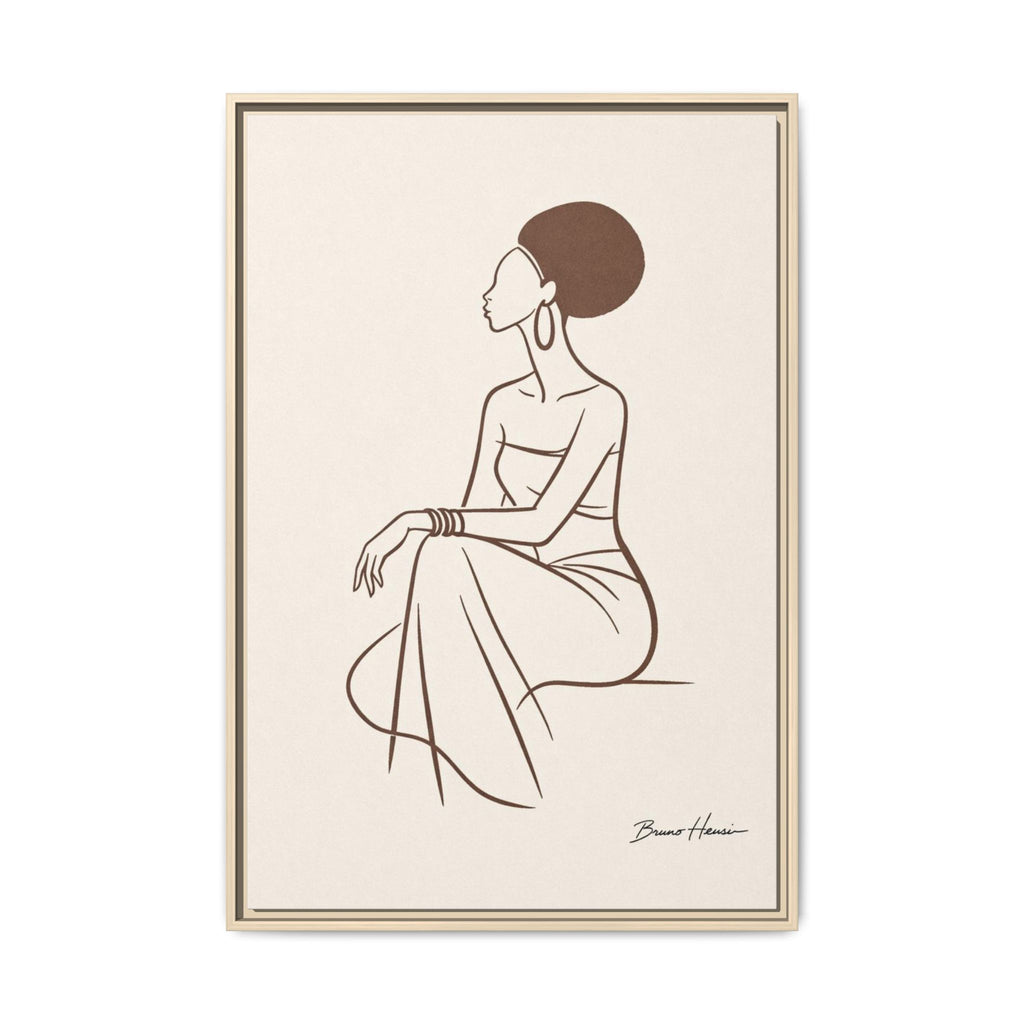 Elegant Minimalist Line Art Woman — Framed Matte Canvas Wall Art