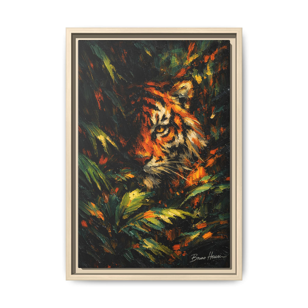 Framed Matte Canvas - Vibrant Tiger Jungle Print