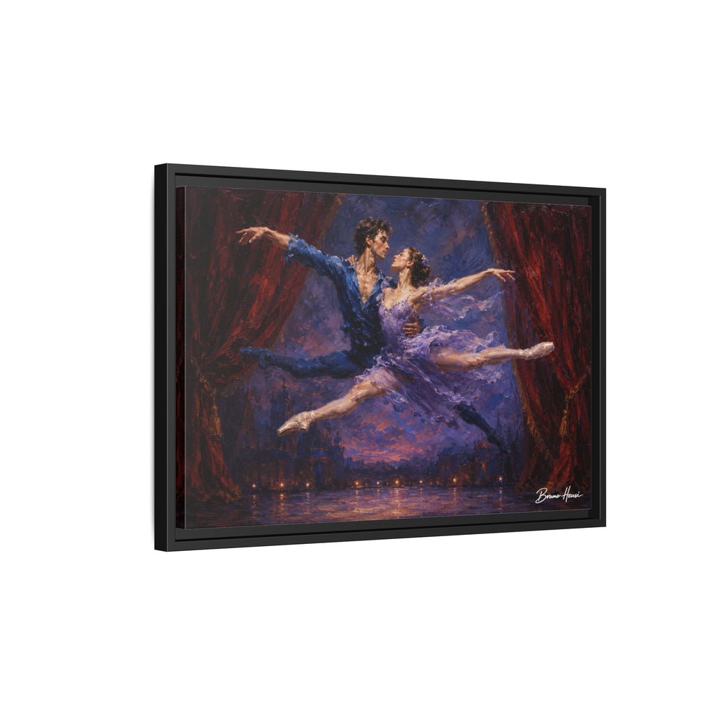 Framed Ballet Canvas Print — Romantic Dancing Couple Wall Art