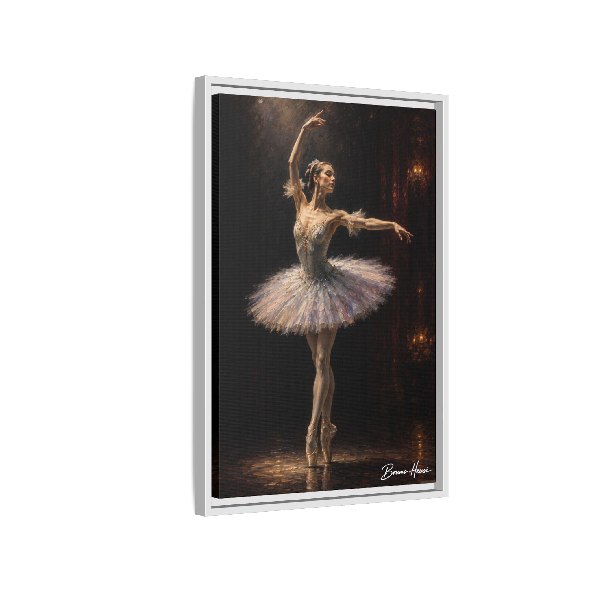 Framed Ballet Dancer Canvas Print — Elegant Ballerina Wall Art