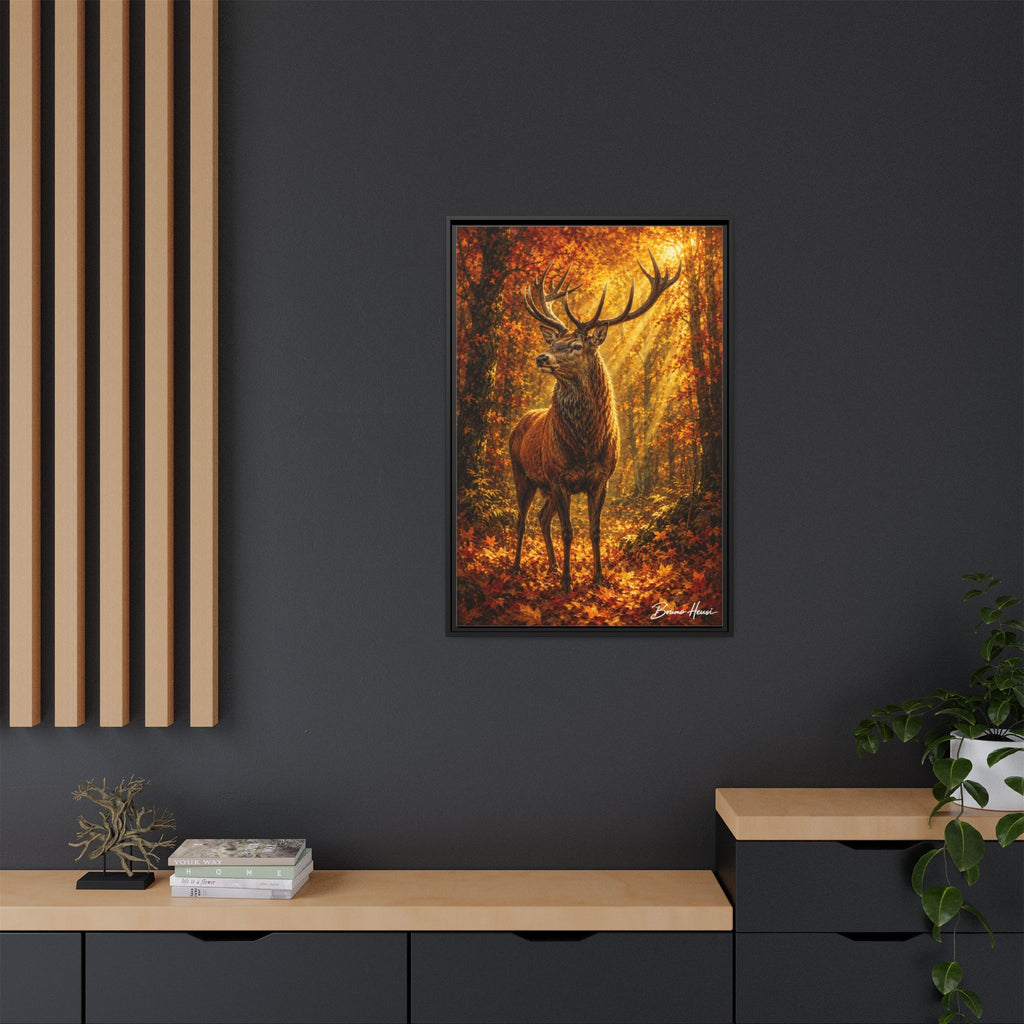 Majestic Stag Framed Canvas Wall Art — Autumn Forest Matte Print