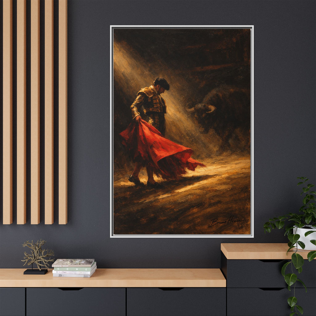 Matador Canvas Wall Art – Classic Spanish Bullfighting Scene Framed Print