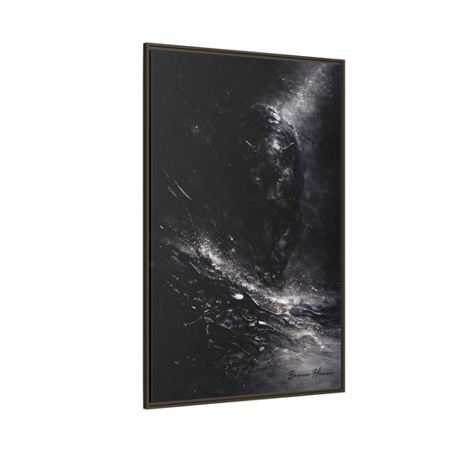 Cosmic Black Panther Matte Framed Canvas – Dark Abstract Wildlife Wall Art