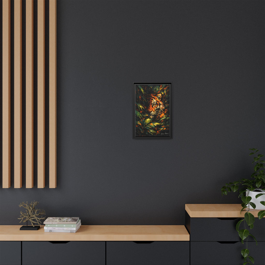 Framed Matte Canvas - Vibrant Tiger Jungle Print