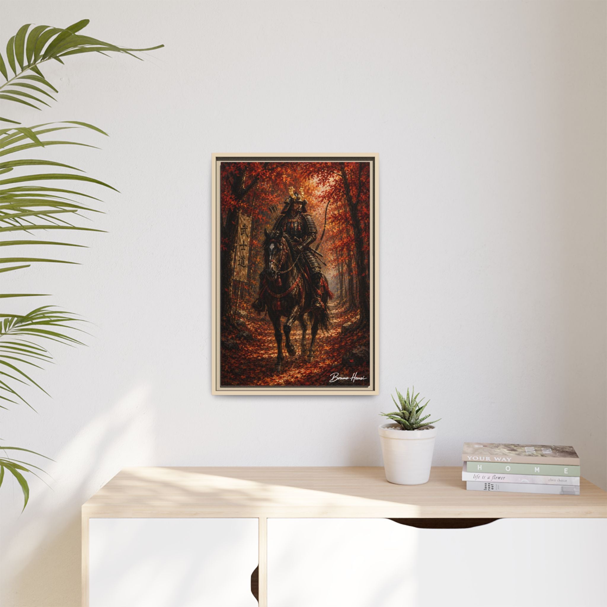 Samurai Warrior Canvas Print — Framed Matte Autumn Wall Art