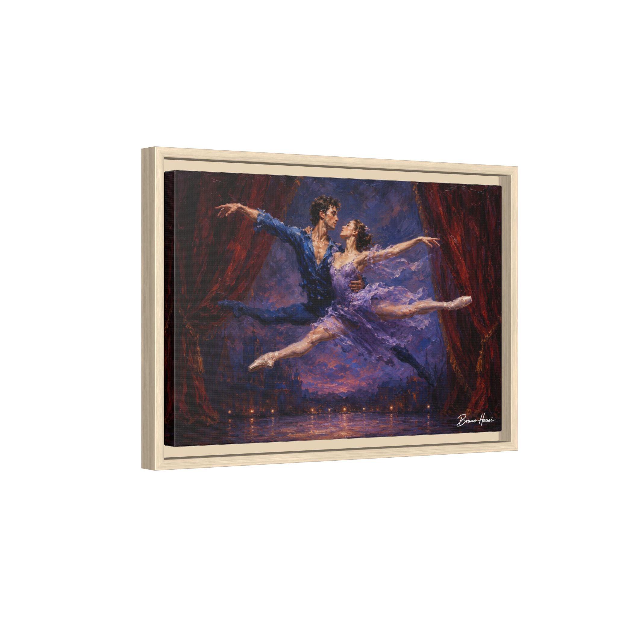 Framed Ballet Canvas Print — Romantic Dancing Couple Wall Art