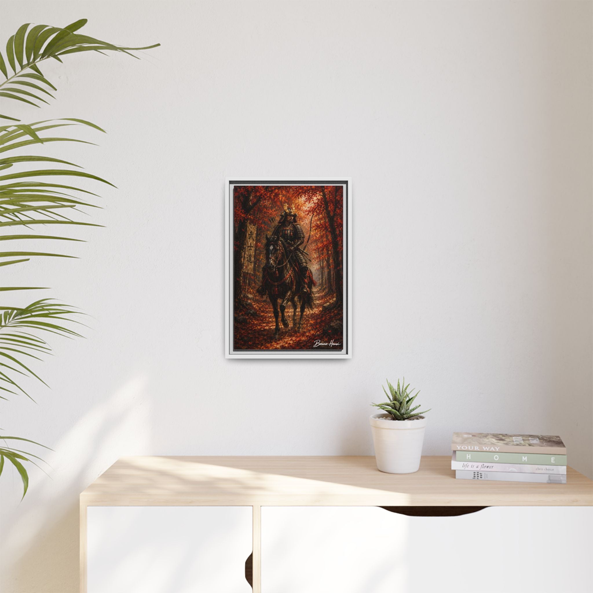 Samurai Warrior Canvas Print — Framed Matte Autumn Wall Art
