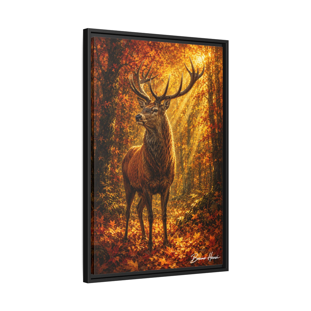 Majestic Stag Framed Canvas Wall Art — Autumn Forest Matte Print