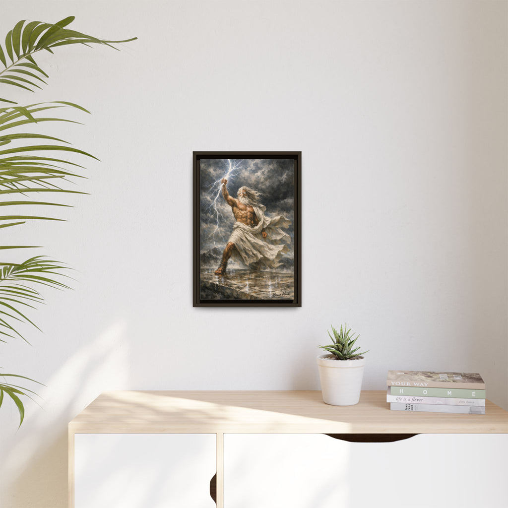 Framed Matte Canvas - Zeus Lightning God Wall Art
