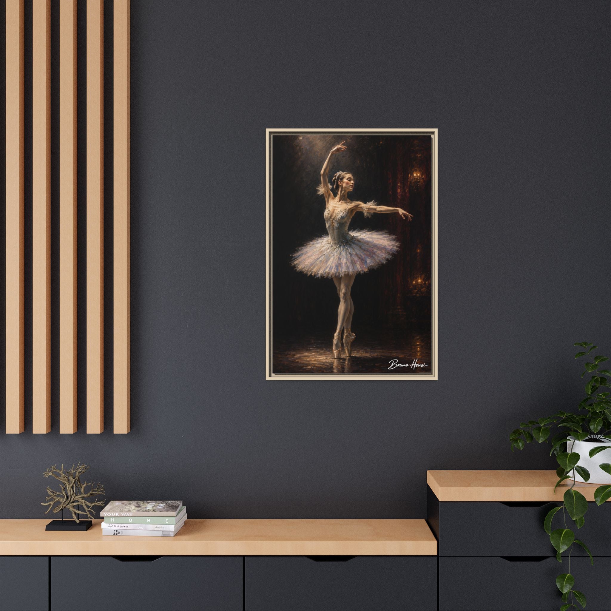 Framed Ballet Dancer Canvas Print — Elegant Ballerina Wall Art