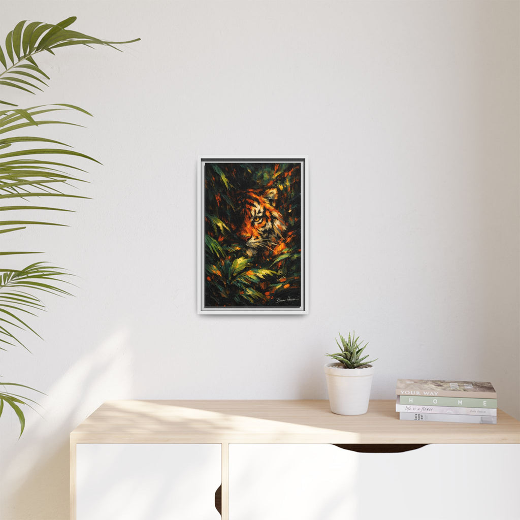 Framed Matte Canvas - Vibrant Tiger Jungle Print