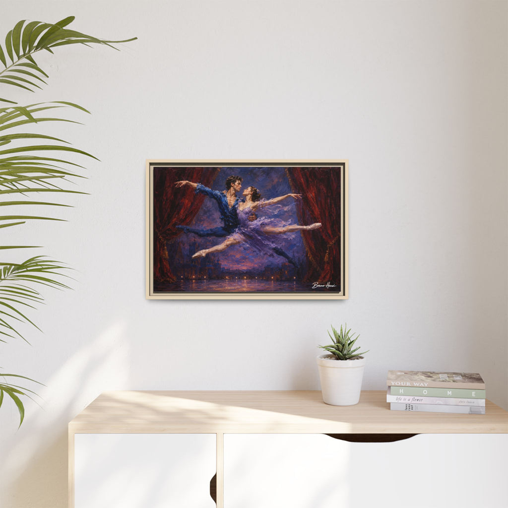 Framed Ballet Canvas Print — Romantic Dancing Couple Wall Art