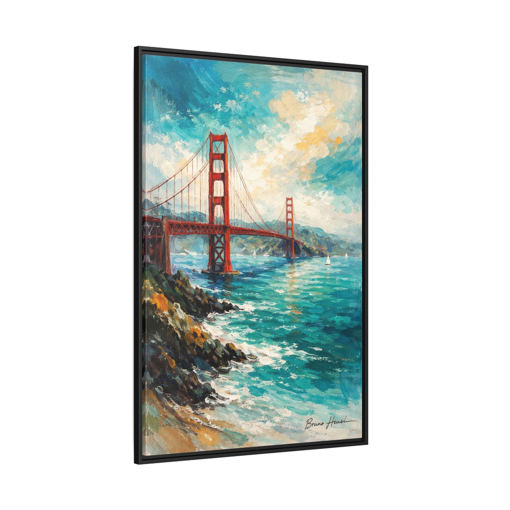 Golden Gate Bridge Seascape Matte Canvas Framed Wall Art