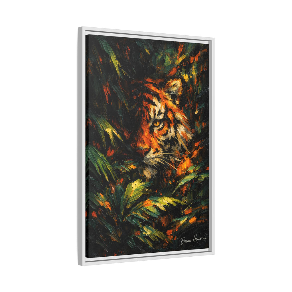 Framed Matte Canvas - Vibrant Tiger Jungle Print