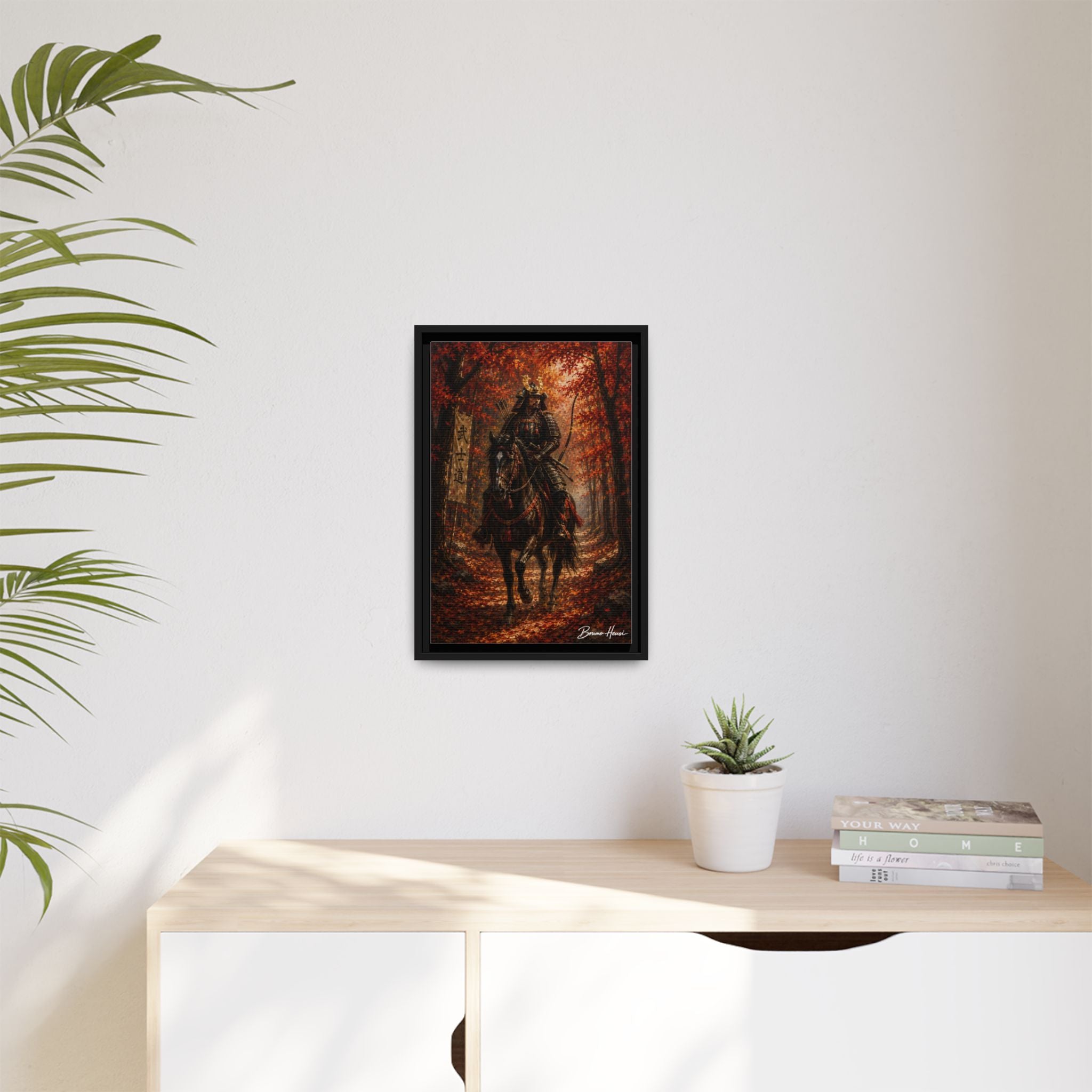Samurai Warrior Canvas Print — Framed Matte Autumn Wall Art
