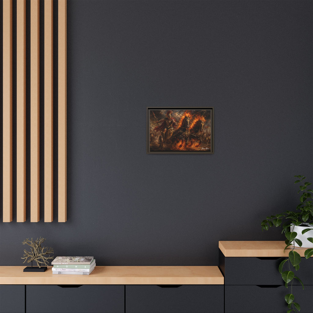 Flaming Chariot Framed Canvas Wall Art — Mythic Warrior Matte Print