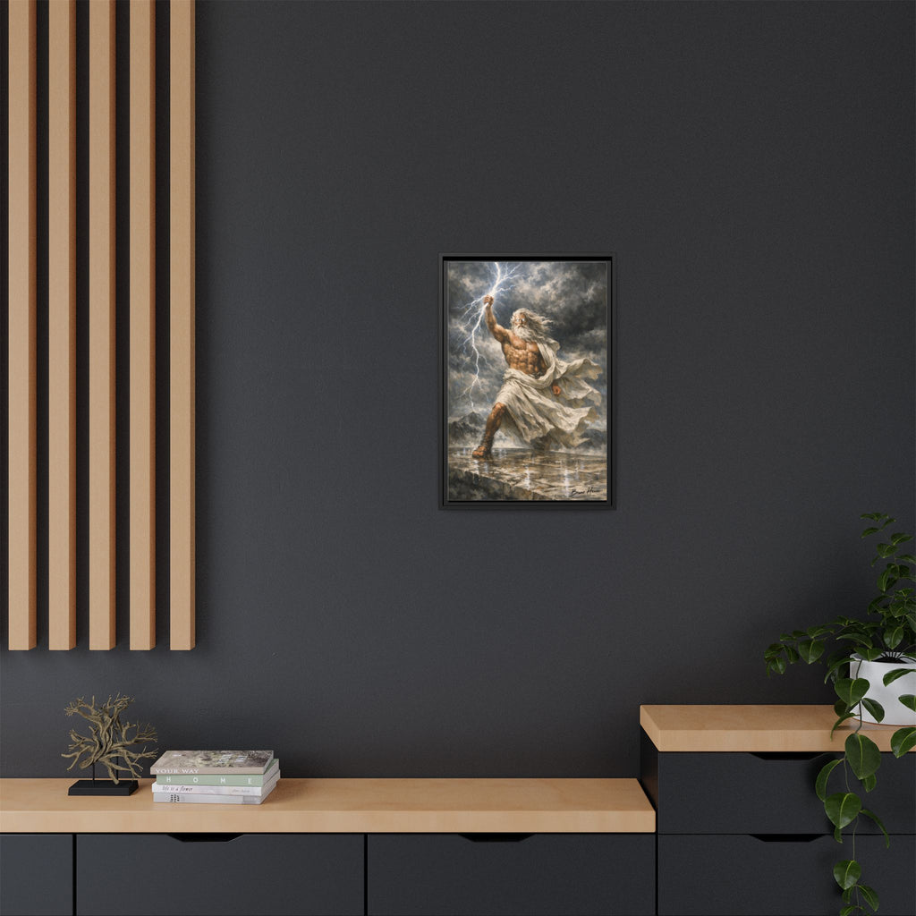 Framed Matte Canvas - Zeus Lightning God Wall Art