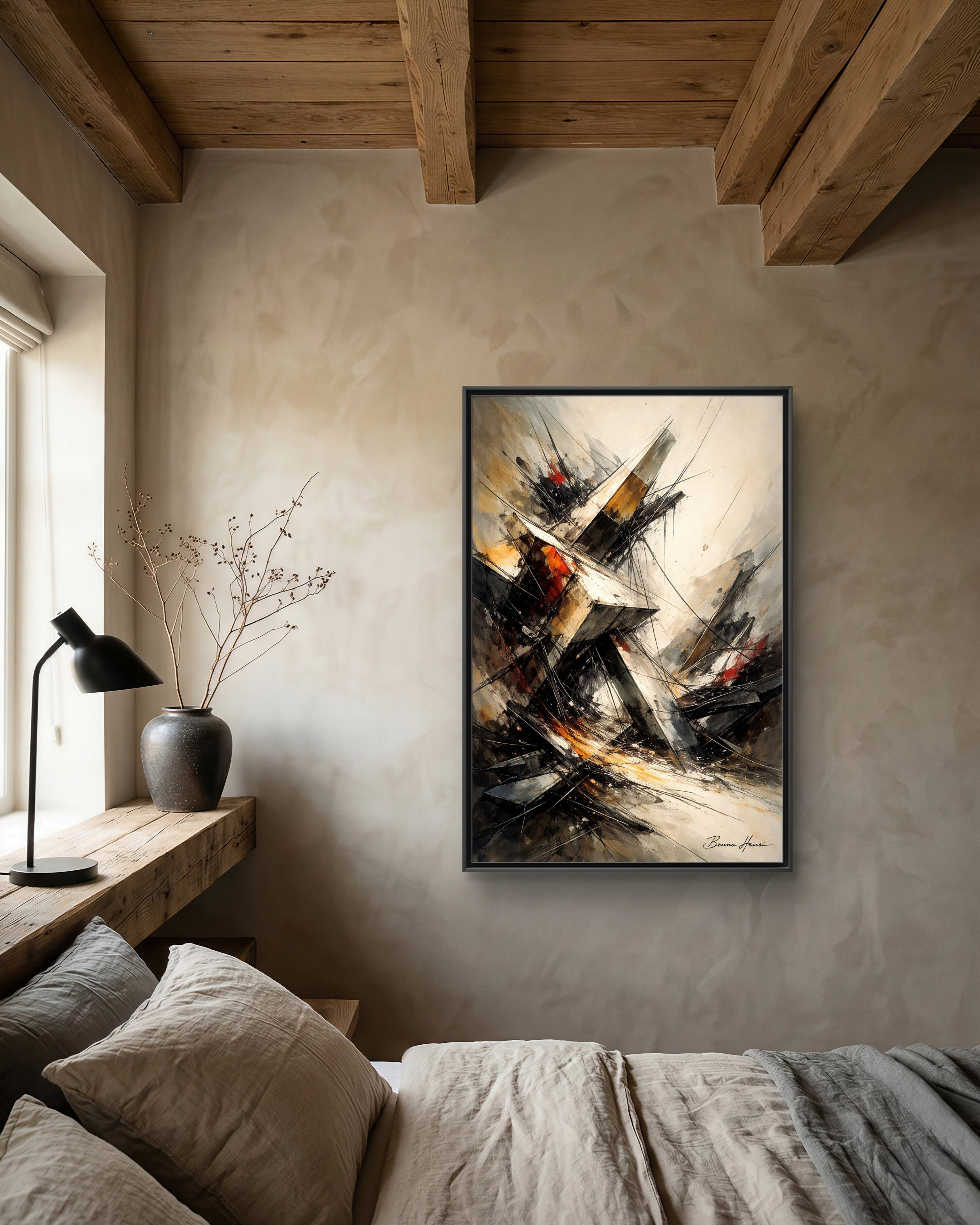 Abstract Shipwreck Matte Canvas Framed Wall Art