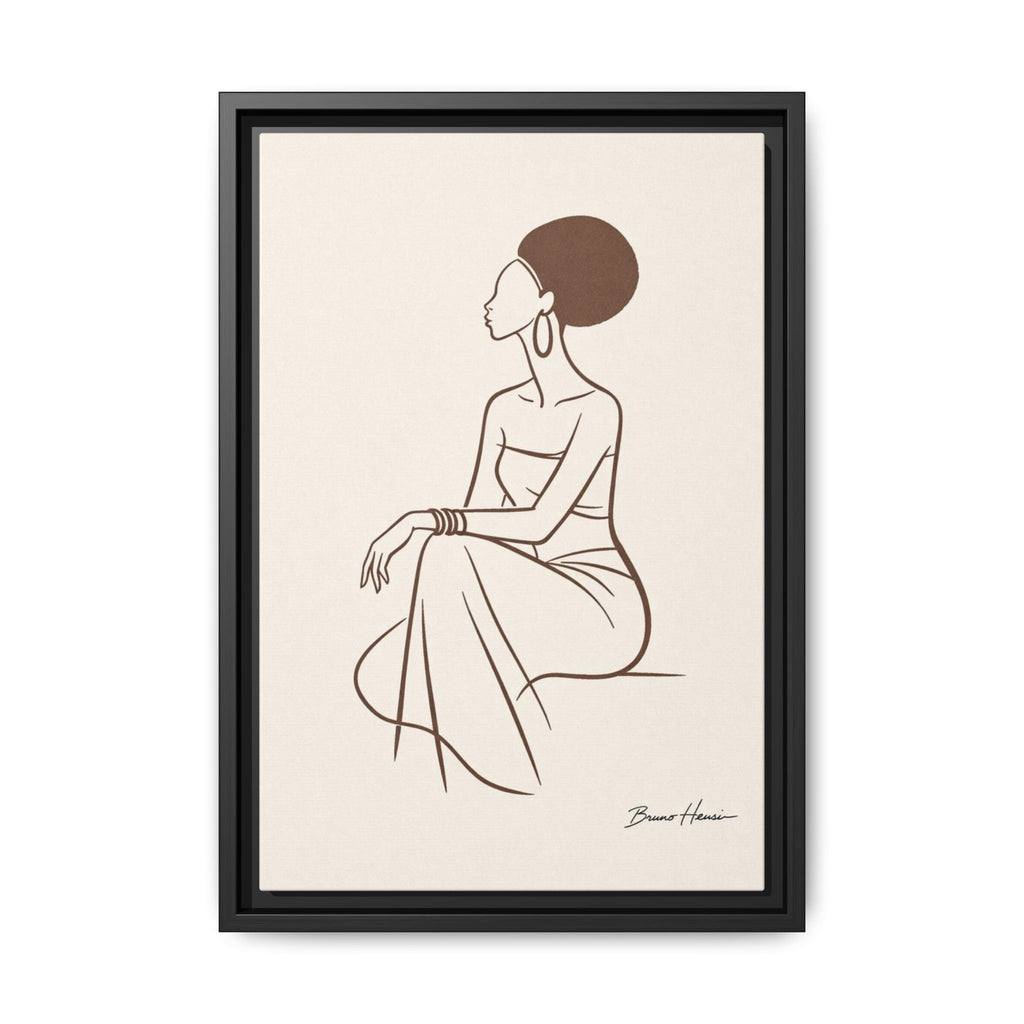 Elegant Minimalist Line Art Woman — Framed Matte Canvas Wall Art