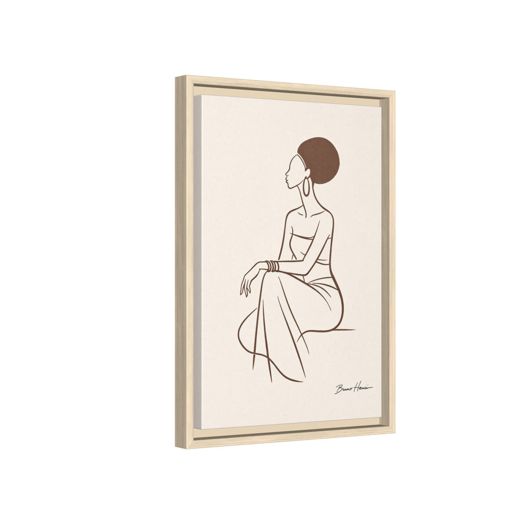 Elegant Minimalist Line Art Woman — Framed Matte Canvas Wall Art