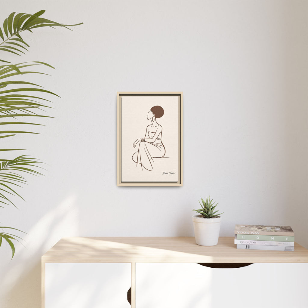 Elegant Minimalist Line Art Woman — Framed Matte Canvas Wall Art