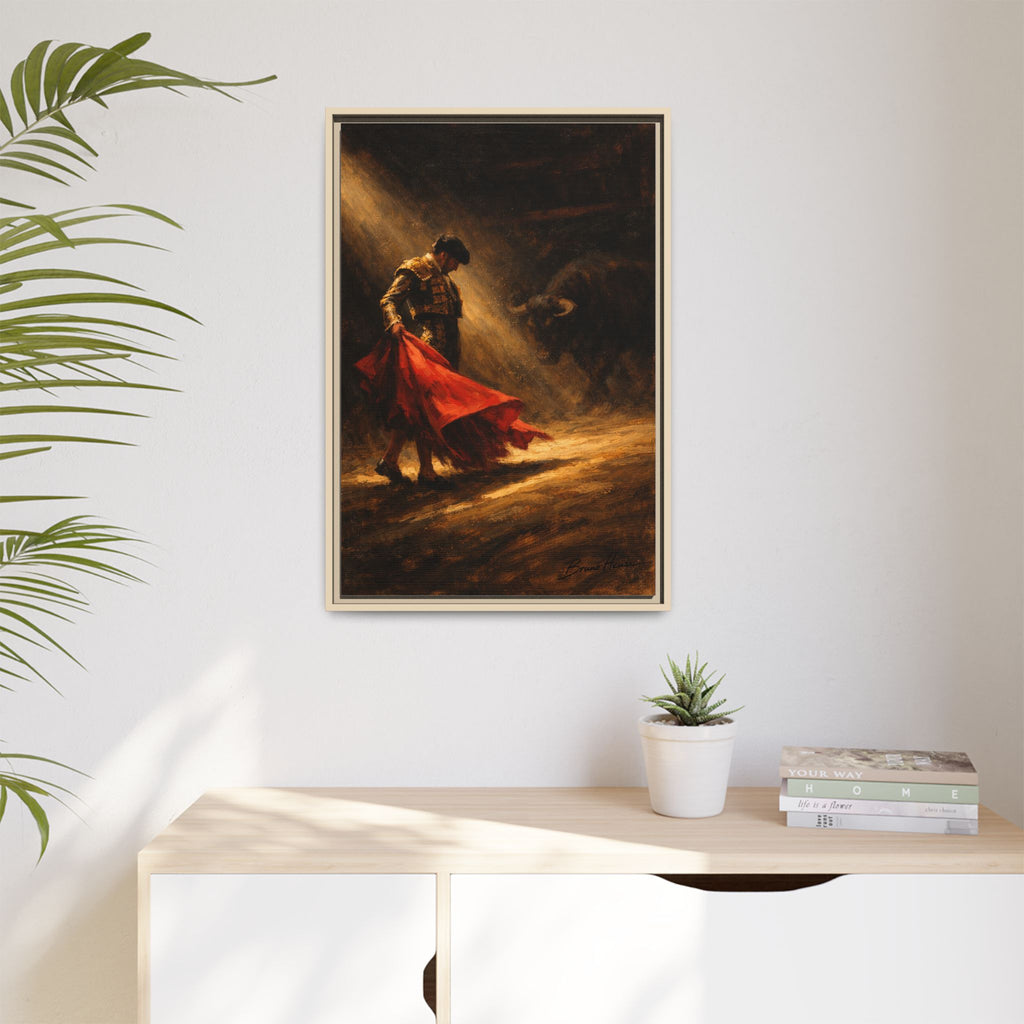 Matador Canvas Wall Art – Classic Spanish Bullfighting Scene Framed Print