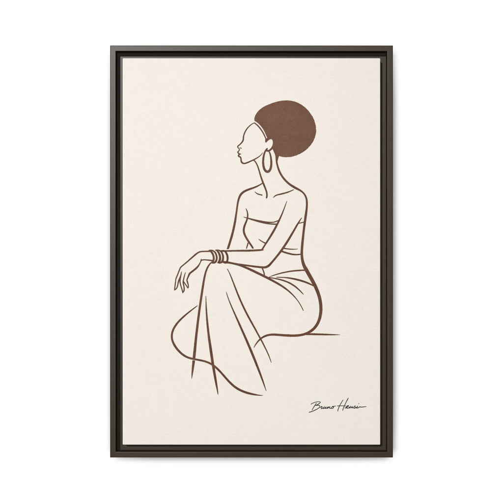 Elegant Minimalist Line Art Woman — Framed Matte Canvas Wall Art