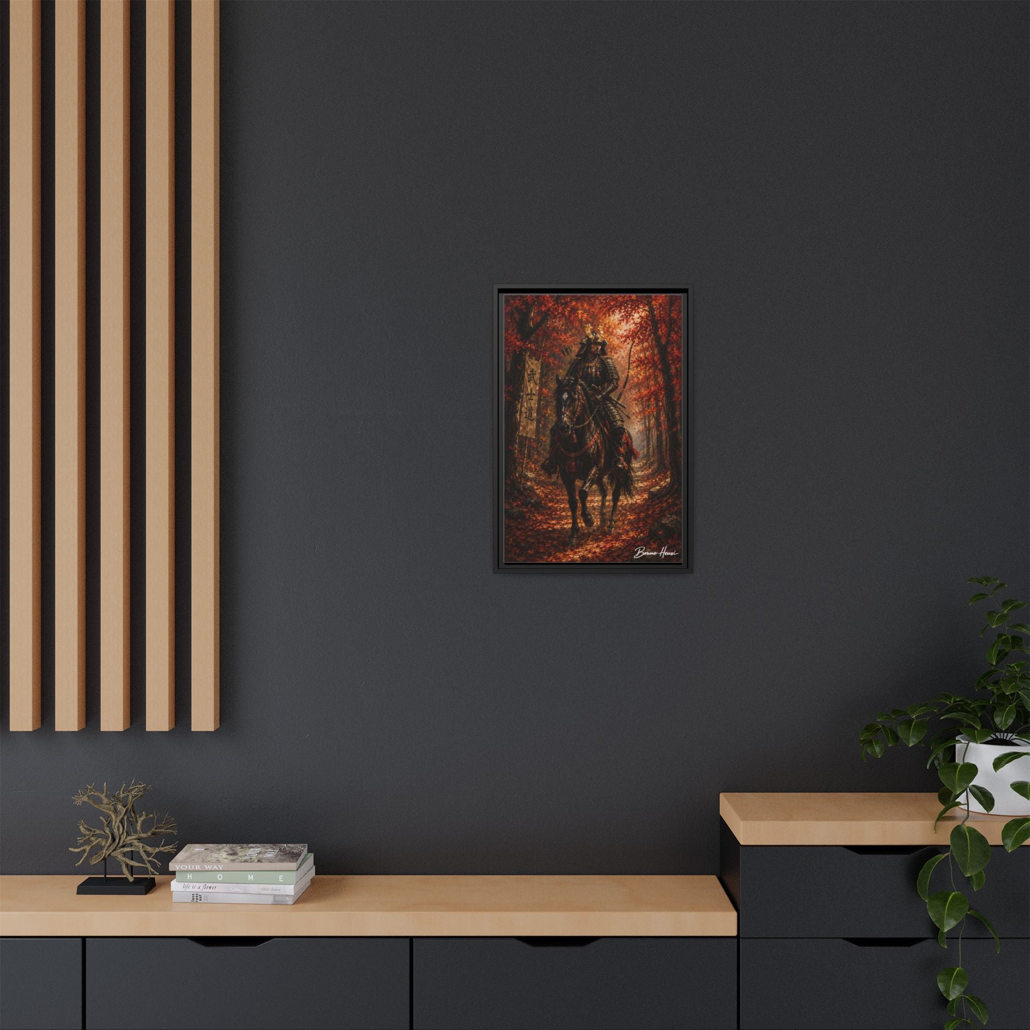 Samurai Warrior Canvas Print — Framed Matte Autumn Wall Art