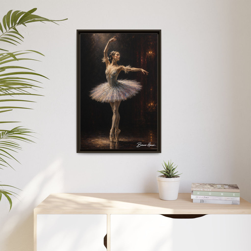 Framed Ballet Dancer Canvas Print — Elegant Ballerina Wall Art