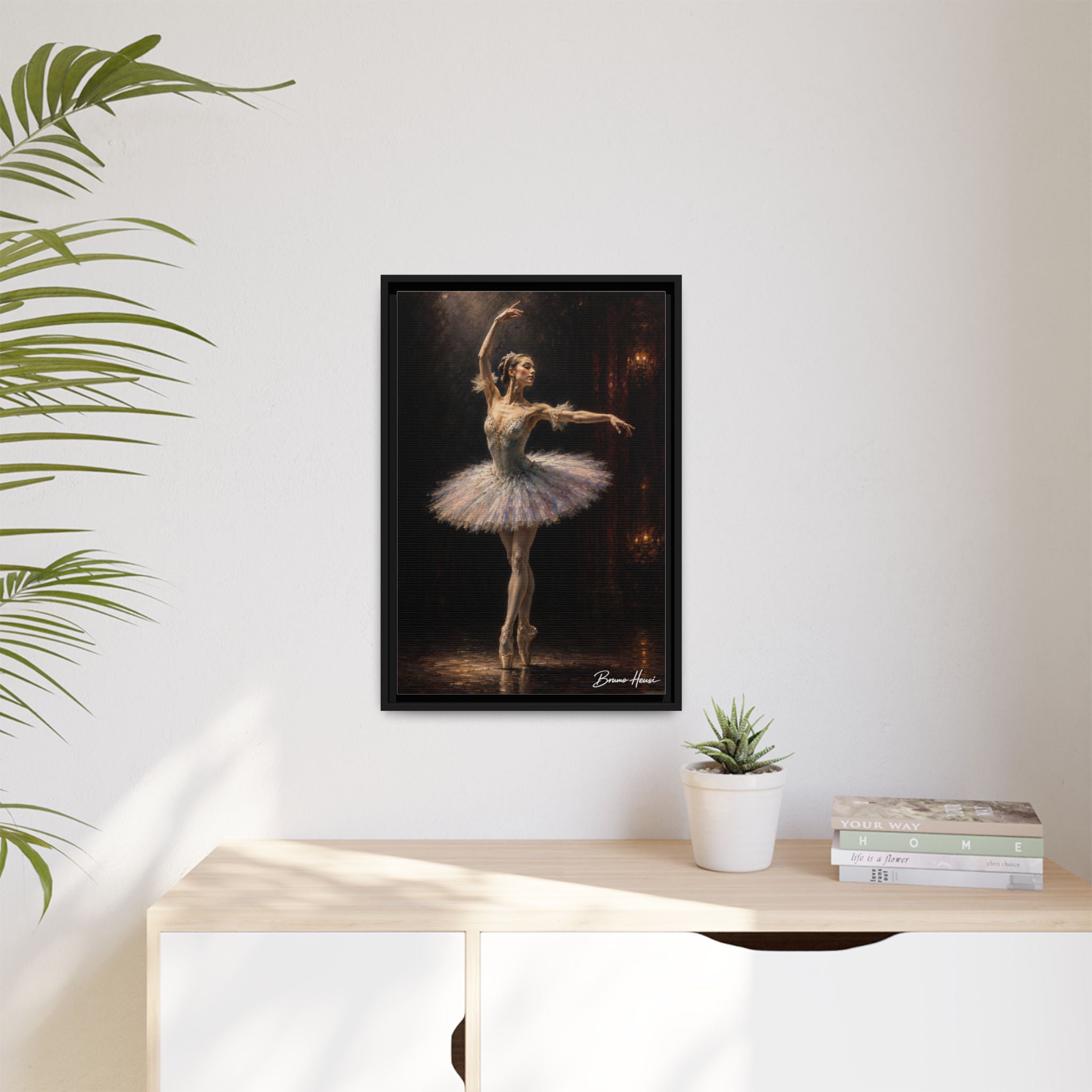 Framed Ballet Dancer Canvas Print — Elegant Ballerina Wall Art