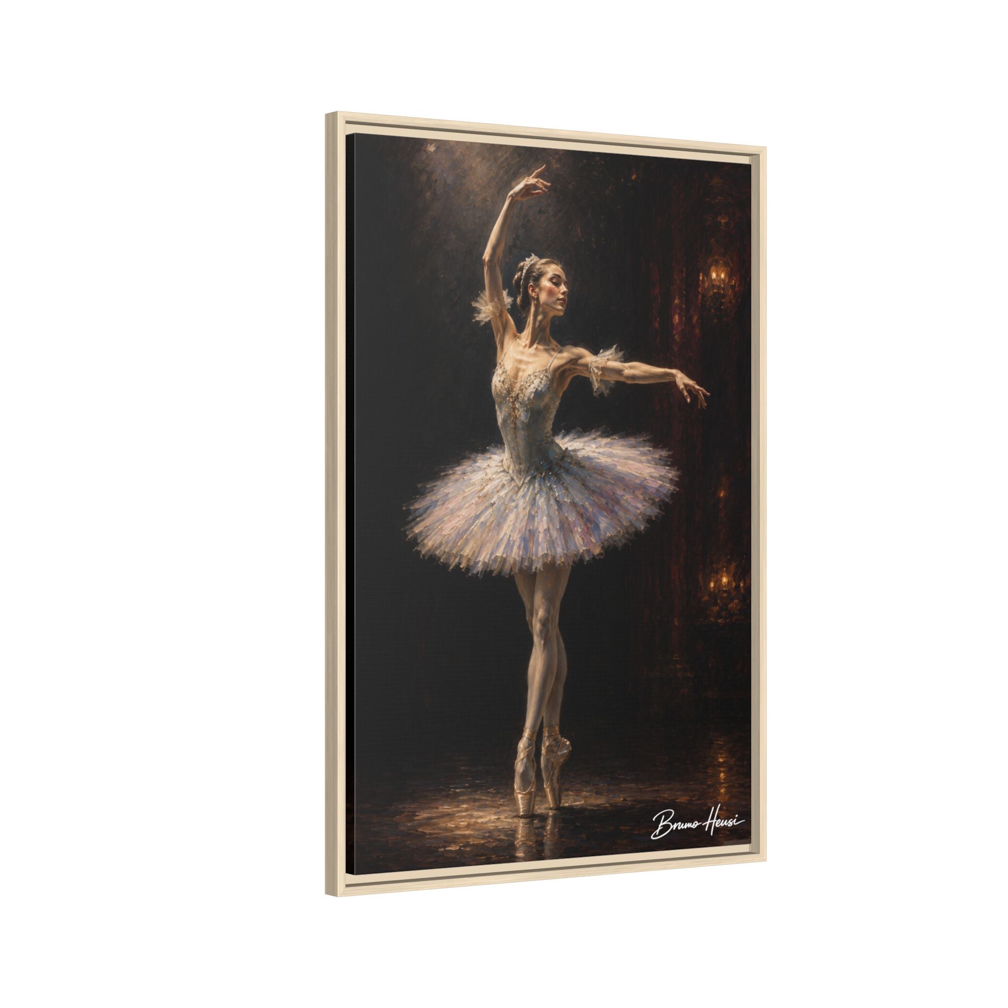 Framed Ballet Dancer Canvas Print — Elegant Ballerina Wall Art